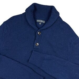 J.Crew Mercantile Mens Shawl Collar Lambs Wool Blend Sweater Navy Blue Preppy